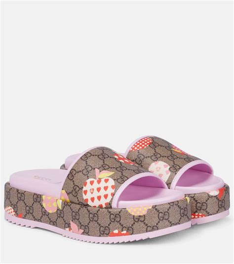 gucci les pommes gg platform slides|Gucci platform slide sandals.